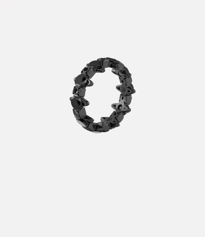 Vivienne Westwood Rings Women Warwick Ring Ruthenium Jet Nano Crystal cz