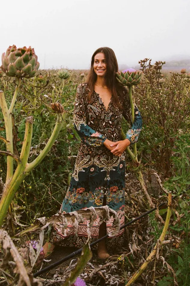 WESLYNN LONG SLEEVE MAXI DRESS Silver Pine Women O039NEILL Clothing