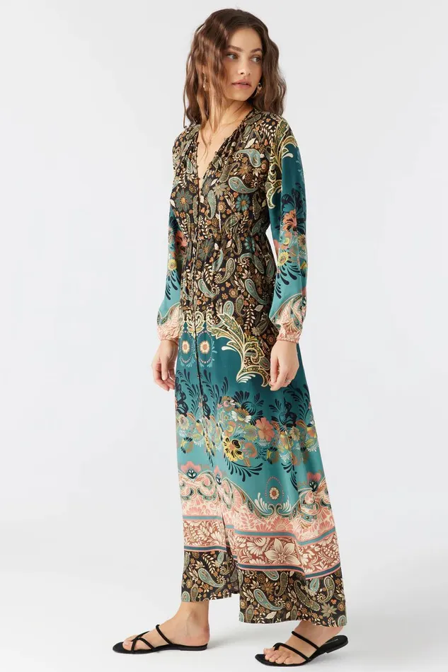 WESLYNN LONG SLEEVE MAXI DRESS Silver Pine Women O039NEILL Clothing