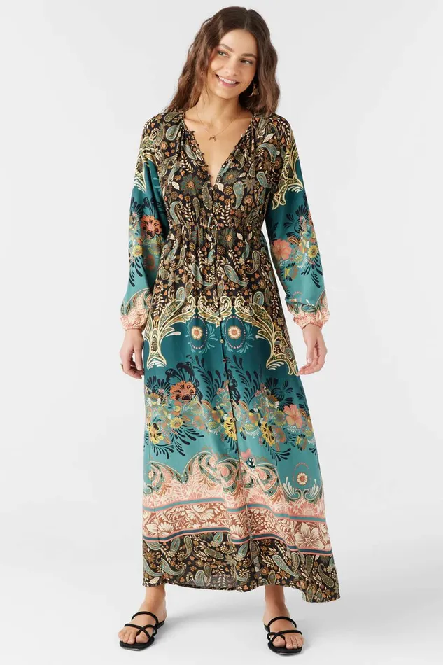 WESLYNN LONG SLEEVE MAXI DRESS Silver Pine Women O039NEILL Clothing