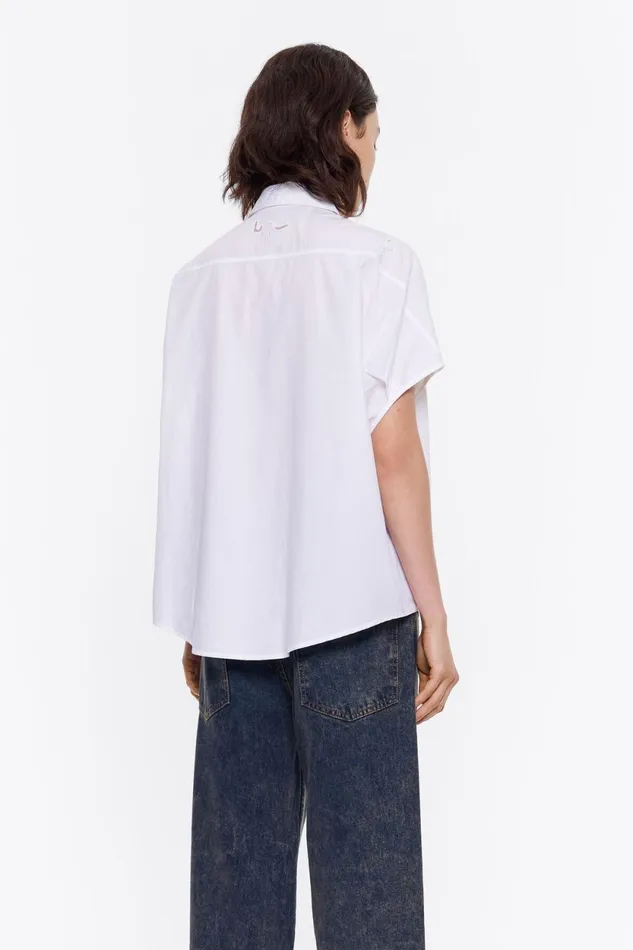 White Embroidered Cape Shirt White Women Bimba Y Lola Shirts White Embroidered Cape Shirt White Women Bimba Y Lola Shirts