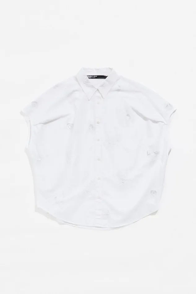 White Embroidered Cape Shirt White Women Bimba Y Lola Shirts White Embroidered Cape Shirt White Women Bimba Y Lola Shirts