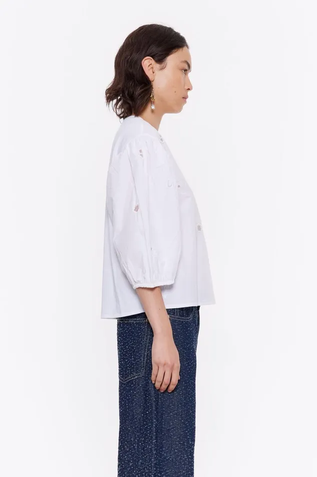 White Embroidered Short Tshirt White Women Bimba Y Lola TShirts White Embroidered Short Tshirt White Women Bimba Y Lola TShirts