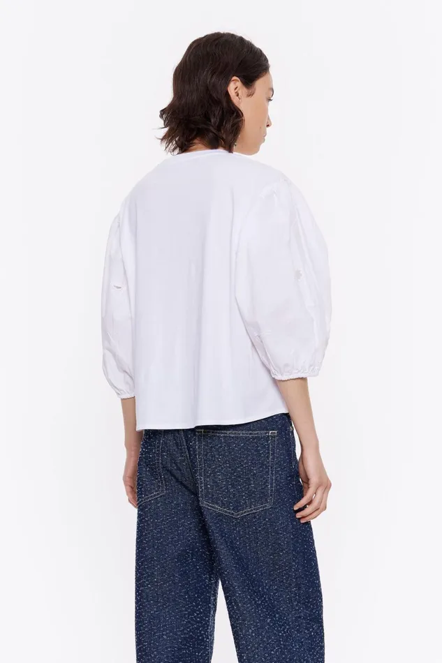 White Embroidered Short Tshirt White Women Bimba Y Lola TShirts White Embroidered Short Tshirt White Women Bimba Y Lola TShirts