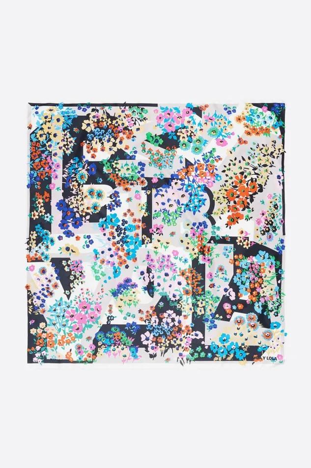 White Geometric Logo Floral Scarf White Women Bimba Y Lola Scarves