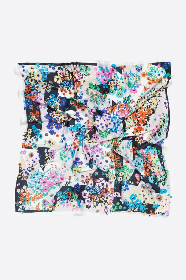 White Geometric Logo Floral Scarf White Women Bimba Y Lola Scarves White Geometric Logo Floral Scarf White Women Bimba Y Lola Scarves