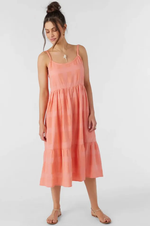 WHITLEY MIDI DRESS Burnt Coral Women O039NEILL Clothing