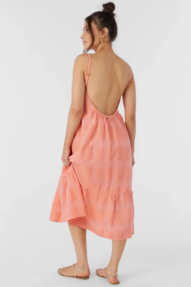 WHITLEY MIDI DRESS Burnt Coral Women O039NEILL Clothing