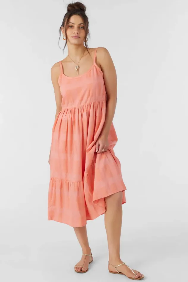 WHITLEY MIDI DRESS Burnt Coral Women O039NEILL Clothing