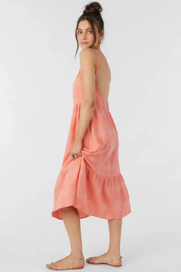 WHITLEY MIDI DRESS Burnt Coral Women O039NEILL Clothing