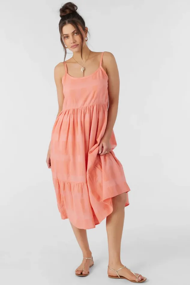 WHITLEY MIDI DRESS Burnt Coral Women O039NEILL Clothing