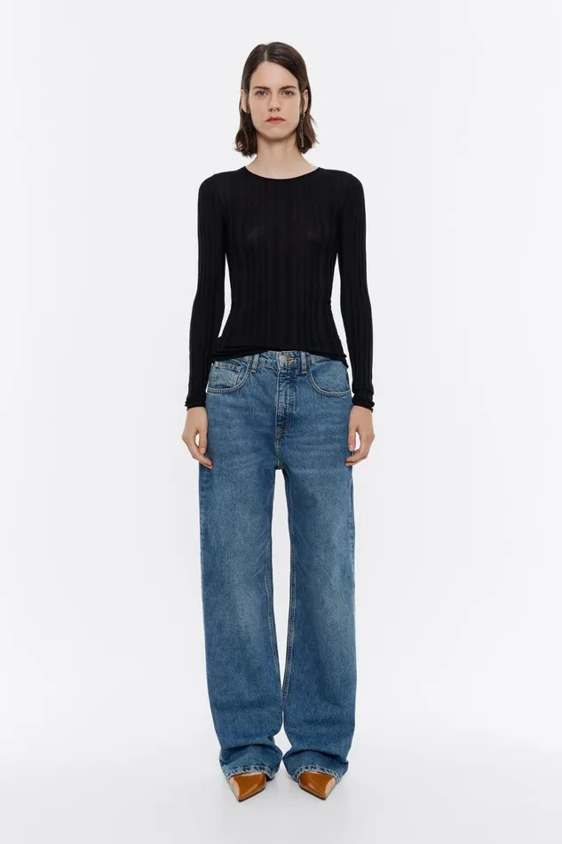 WIDE LEG 8211 Blue Denim Jeans Medium Denim Blue Women Bimba Y Lola Trousers WIDE LEG 8211 Blue Denim Jeans Medium Denim Blue Women Bimba Y Lola Trousers
