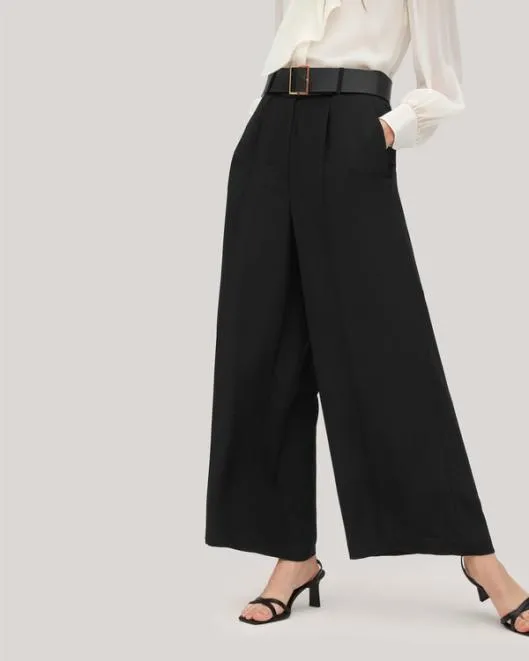 Wide Leg Heavy Crepe Silk Iris Pants For Women 8211 BlackWhite Women Lilysilk Essentials Wide Leg Heavy Crepe Silk Iris Pants For Women 8211 BlackWhite Women Lilysilk Essentials