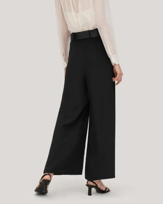 Wide Leg Heavy Crepe Silk Iris Pants For Women 8211 BlackWhite Women Lilysilk Essentials