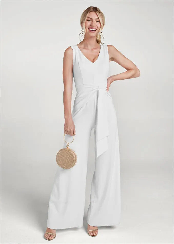 WIDE LEG JUMPSUIT White Women VENUS Occasion Jumpsuits and Rompers