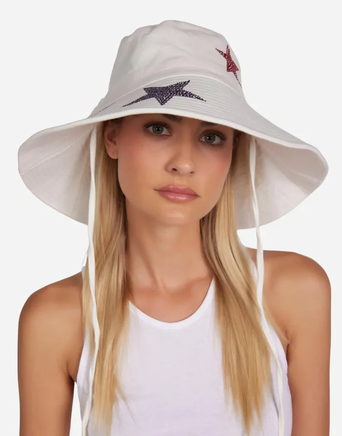 Women039s Adina Color Crystal Multi Stars White Lauren Moshi Hats