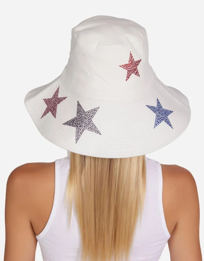 Women039s Adina Color Crystal Multi Stars White Lauren Moshi Hats