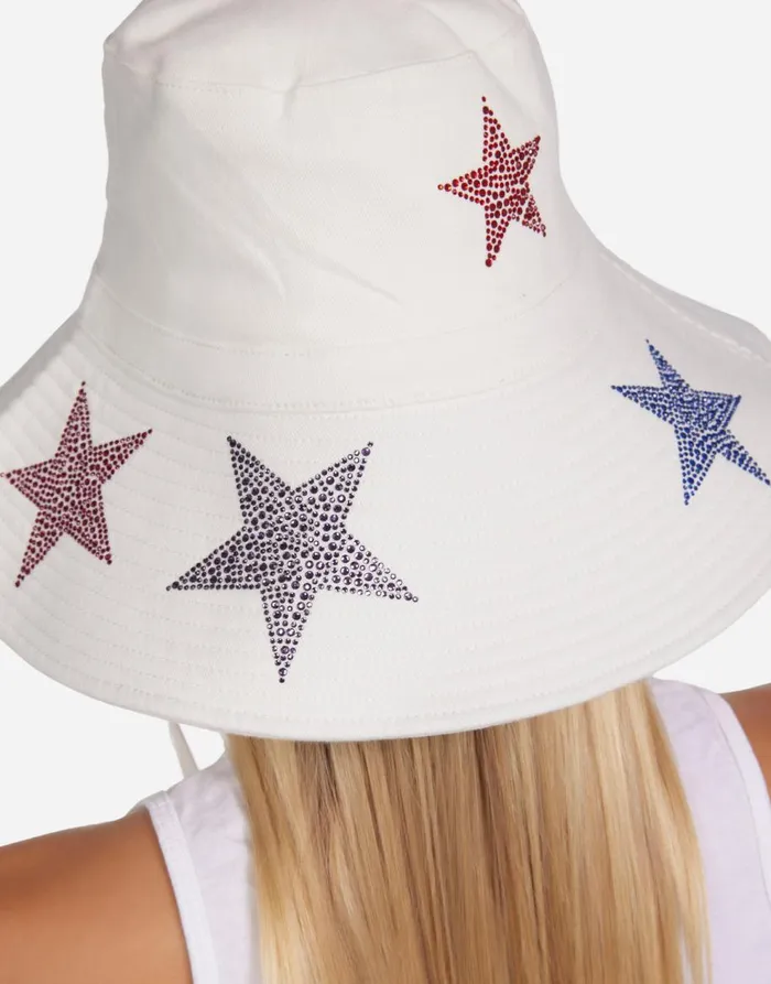 Women039s Adina Color Crystal Multi Stars White Lauren Moshi Hats