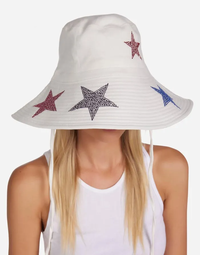 Women039s Adina Color Crystal Multi Stars White Lauren Moshi Hats