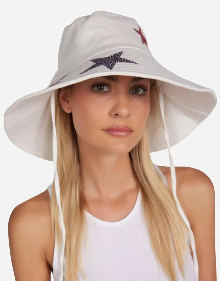 Women039s Adina Color Crystal Multi Stars White Lauren Moshi Hats