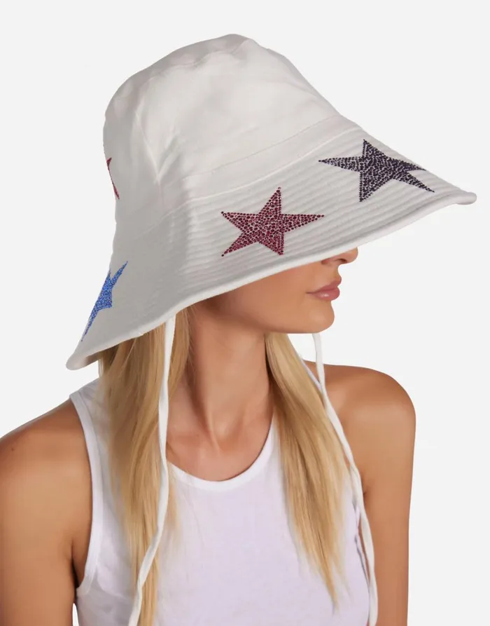 Women039s Adina Color Crystal Multi Stars White Lauren Moshi Hats