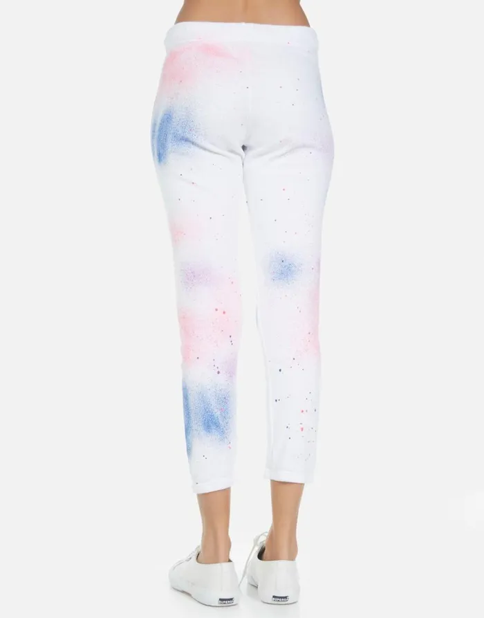 Women039s Alana Galaxy Lip White Galaxy Splatter Lauren Moshi Crop Sweatpants