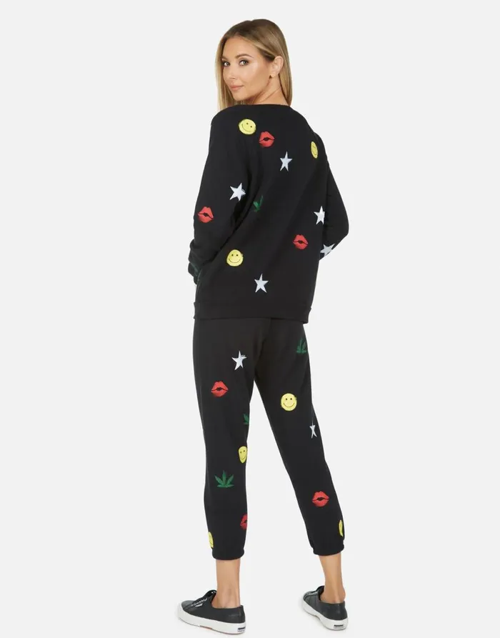 Women039s Alana Spray Elements Black Lauren Moshi Crop Sweatpants