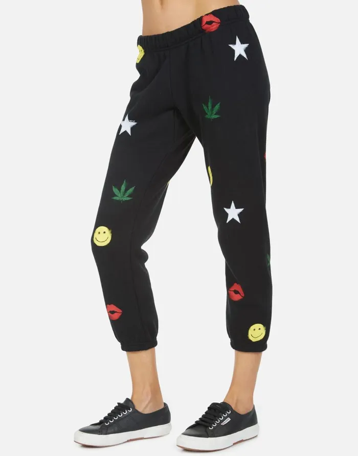 Women039s Alana Spray Elements Black Lauren Moshi Crop Sweatpants