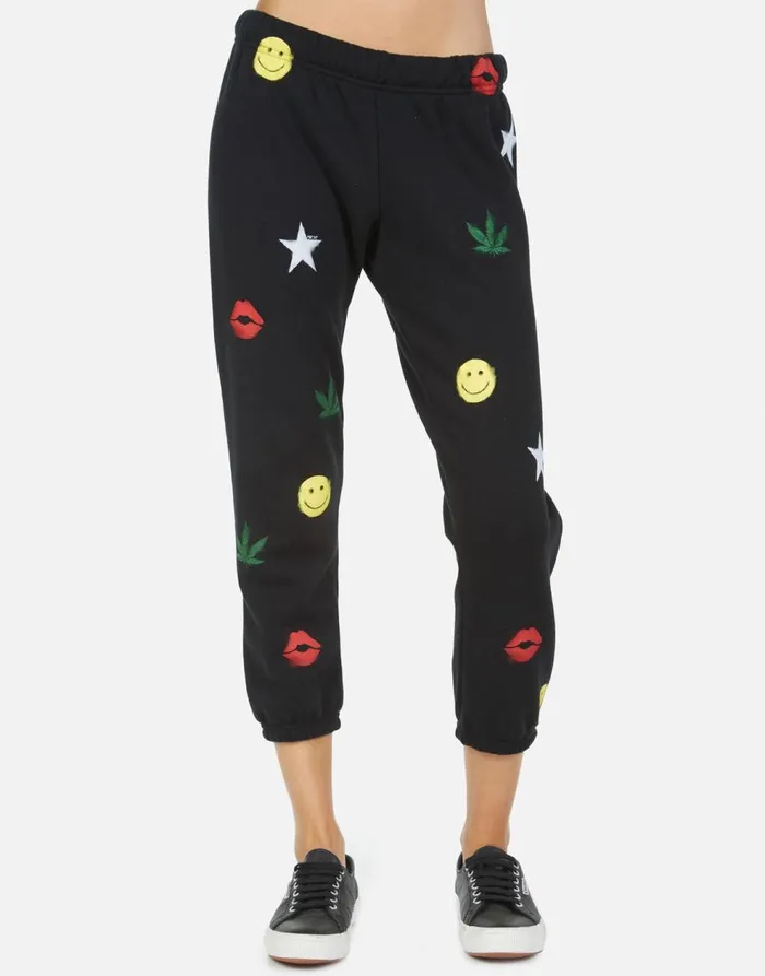 Women039s Alana Spray Elements Black Lauren Moshi Crop Sweatpants