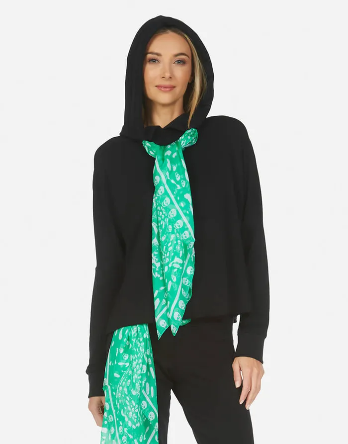 Women039s Belinda Scarf Black Green Skull Lauren Moshi Hoodies