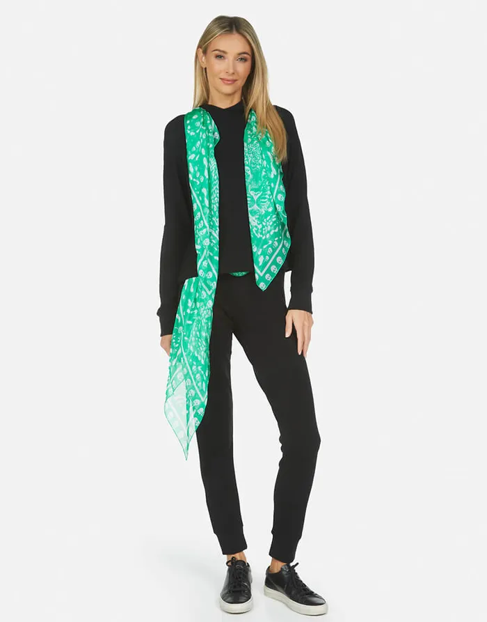 Women039s Belinda Scarf Black Green Skull Lauren Moshi Hoodies