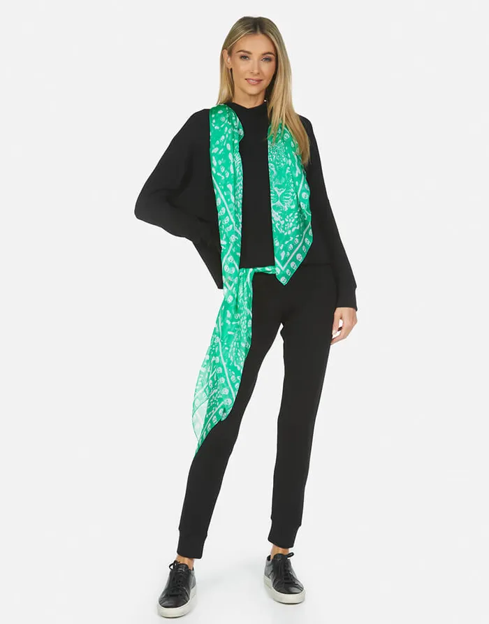 Women039s Belinda Scarf Black Green Skull Lauren Moshi Hoodies