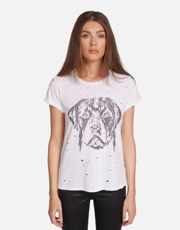 Women039s Bess Lightning Rottweiler Milk Lauren Moshi Short Sleeve