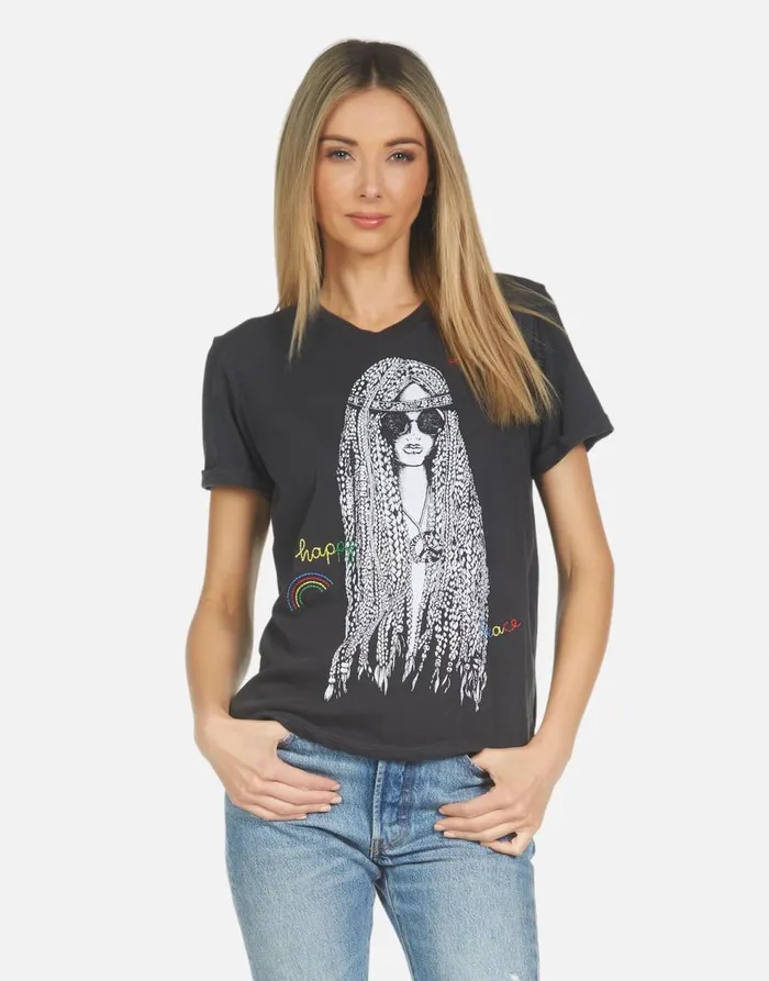 Women039s Edda Hippie Girl Onyx Lauren Moshi Short Sleeve