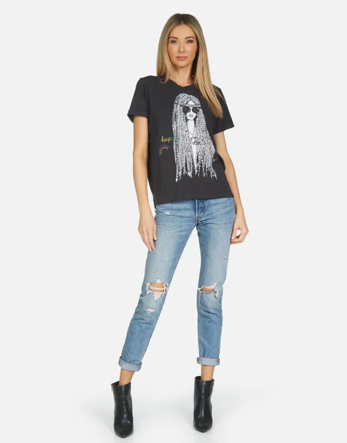 Women039s Edda Hippie Girl Onyx Lauren Moshi Short Sleeve