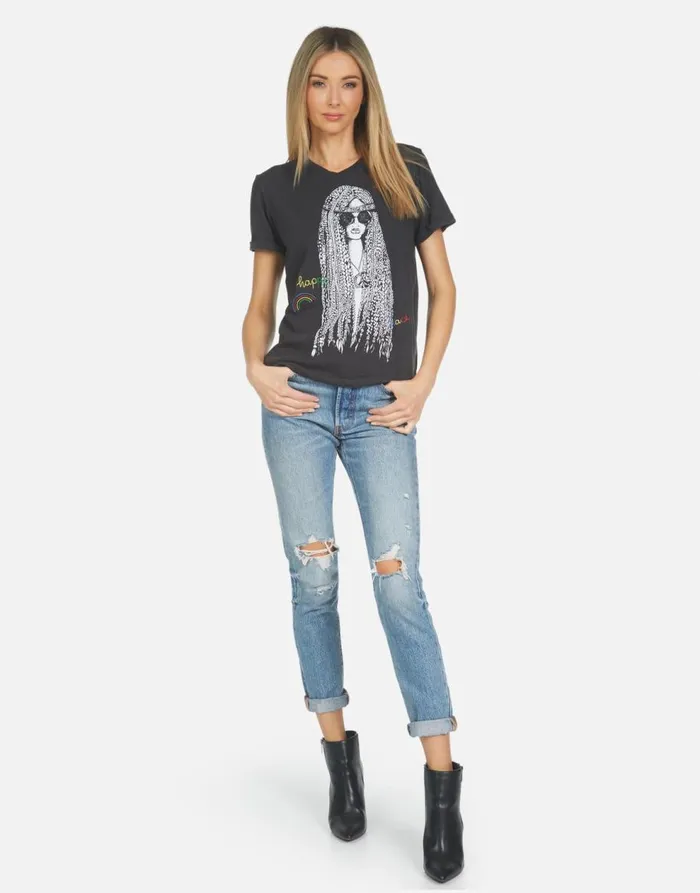 Women039s Edda Hippie Girl Onyx Lauren Moshi Short Sleeve