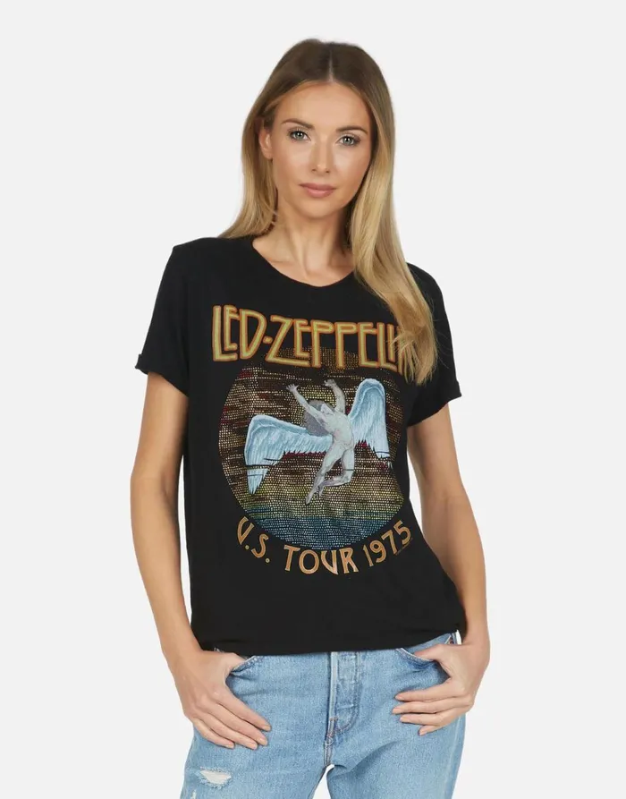 Women039s Edda Led Zeppelin Black Lauren Moshi Short Sleeve