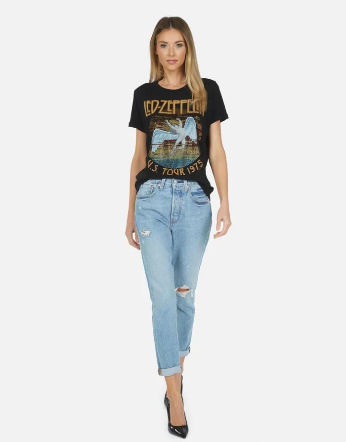 Women039s Edda Led Zeppelin Black Lauren Moshi Short Sleeve