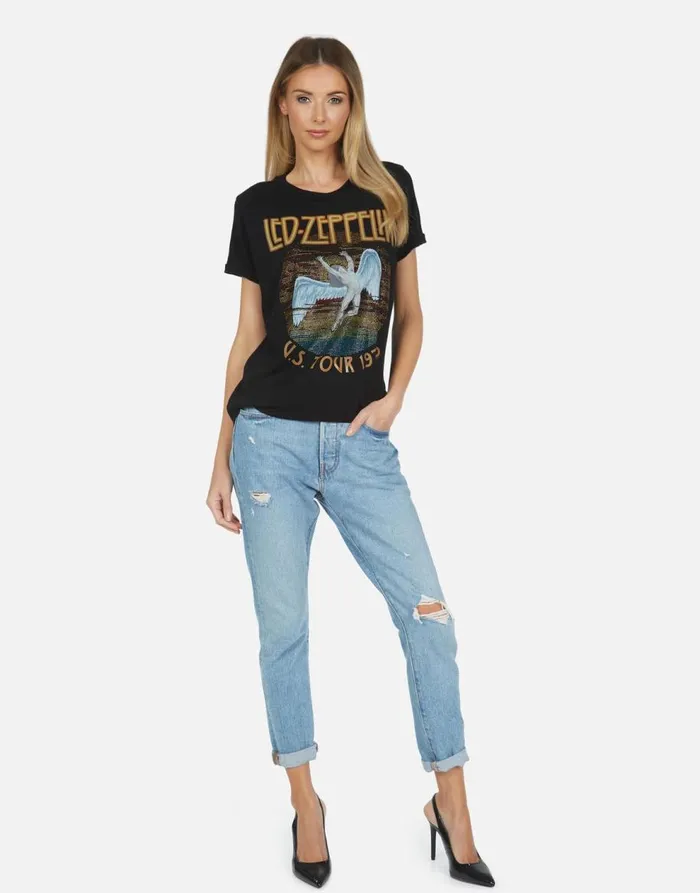 Women039s Edda Led Zeppelin Black Lauren Moshi Short Sleeve