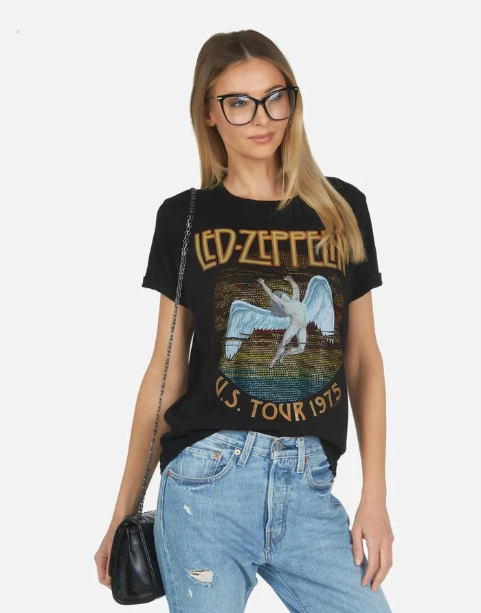 Women039s Edda Led Zeppelin Black Lauren Moshi Short Sleeve