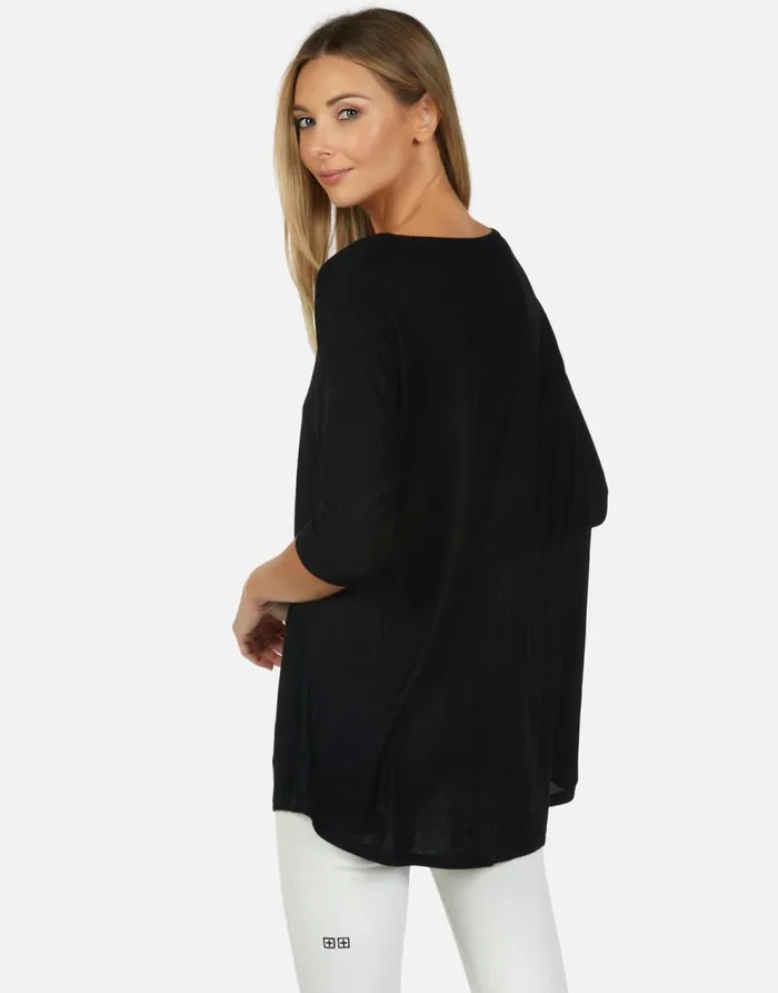 Women039s Eva X Crystal Biting Lip Black Lauren Moshi Long Sleeve