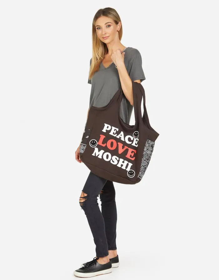 Women039s Fatima Peace Love Moshi Onyx Black Bandana Lauren Moshi Bags