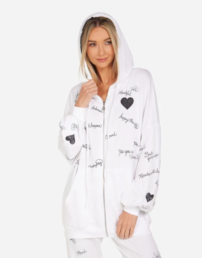 Women039s Georgina Happy Thoughts White Lauren Moshi Hoodies