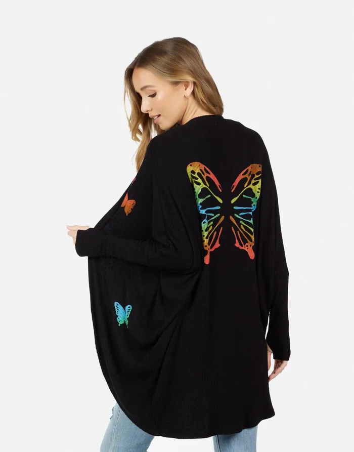 Women039s Irina Rainbow Butterflies Black Lauren Moshi Sweaters and Knits