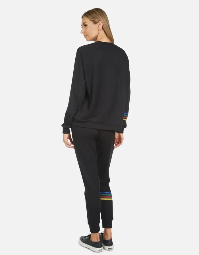 Women039s Jess Lucky Happy Face Black Lauren Moshi Long Sweatpants
