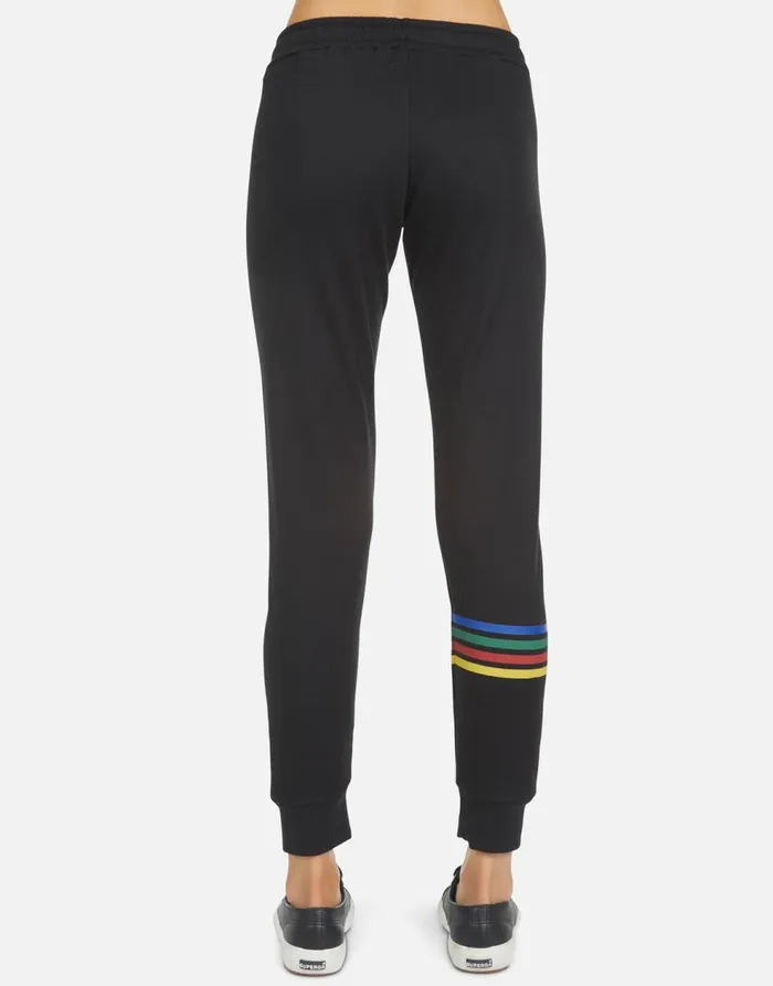 Women039s Jess Lucky Happy Face Black Lauren Moshi Long Sweatpants
