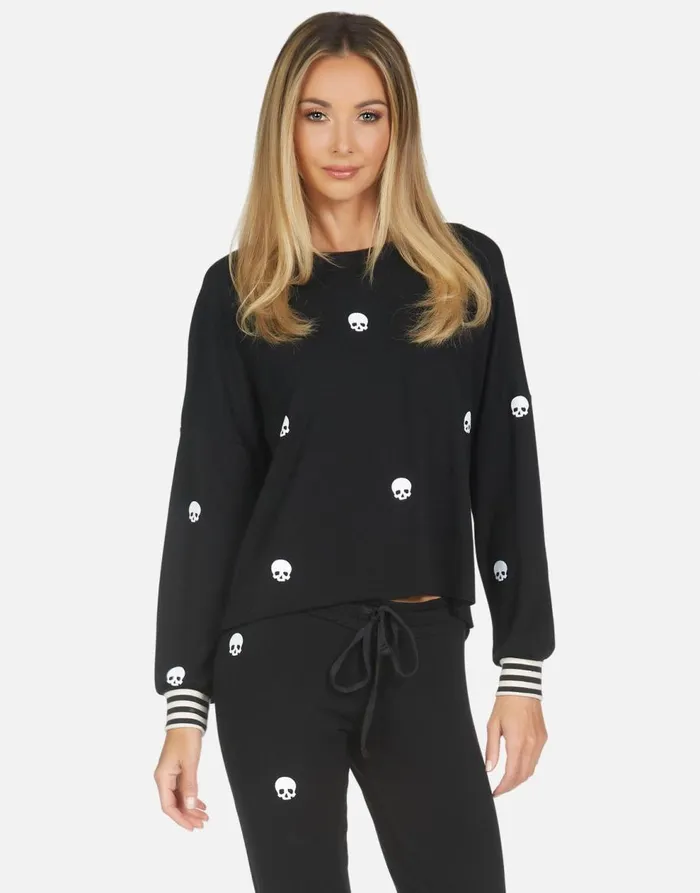 Women039s Kiara Mini Skulls Black Lauren Moshi Long Sleeve