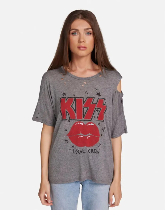 Women039s Kierstyn KISS Local Crew Heather Grey Lauren Moshi Short Sleeve