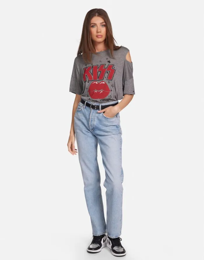 Women039s Kierstyn KISS Local Crew Heather Grey Lauren Moshi Short Sleeve