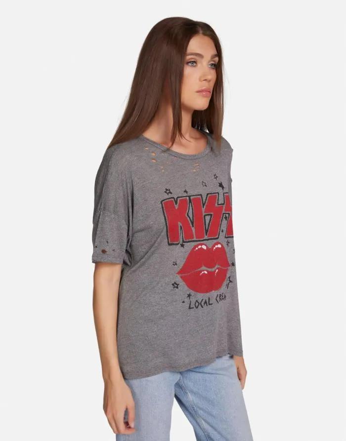 Women039s Kierstyn KISS Local Crew Heather Grey Lauren Moshi Short Sleeve